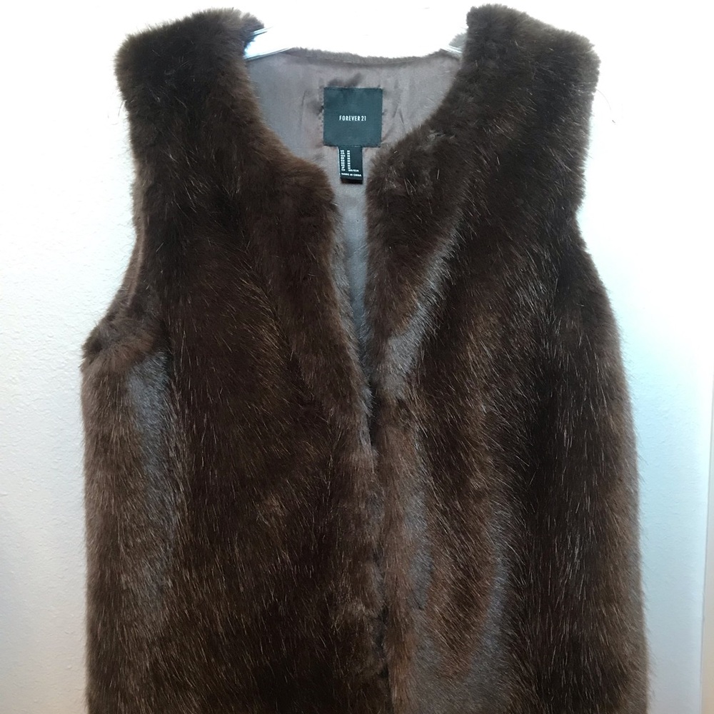 Forever 21 Chocolate Brown Fur Vest